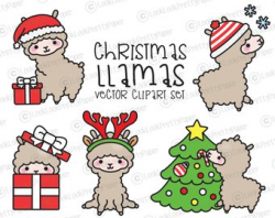 Alpaca Christmas Clipart Cute Alpaca Digital Stamps Llama