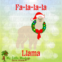 Fa-La-La-La-Llama, Llama, Alpaca Christmas Design Digital Clipart ...