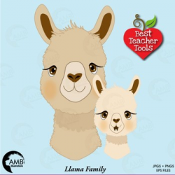 Llama Faces Clipart, Alpaca Clipart, Animal Faces, AMB-2257 | TpT