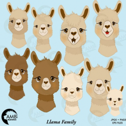 Llama Faces Clipart Llama clipart Alpaca clipart for