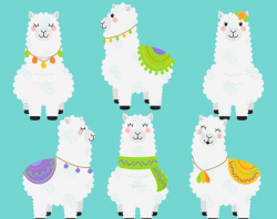Fluffy Alpacas Digital Clip Art For Sticker Planners, Scrapbooking ...