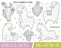 Mexican Otomi Alpaca Clipart Images Cactus and Alpacas in