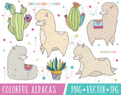 Mexican Otomi Alpaca Clipart Images, Cactus and Alpacas in Mexican ...