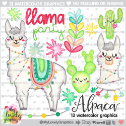 Alpaca Clipart, Alpaca Graphics, COMMERCIAL USE Clipart, Llama Clip ...