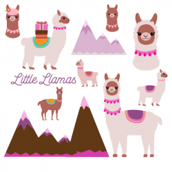 Llama clipart, cute llamas clip art, burro, birthday card, alpaca ...