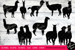 Alpaca Silhouette Clipart Clip Art(AI, | Design Bundles
