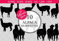 Alpaca Silhouette Clipart Clip Art(AI, EPS, SVGs, JPGs, PNGs, PDF ...