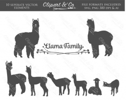 Llama Alpaca Clip Art SVG Animal Silhouettes Clipart and Co Vector Images,  Llama SVG Farm Ranch SVG Decals Farm Animal Clipart Cutouts