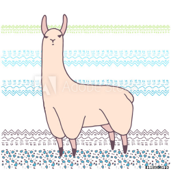 Vector cute lama illustration. Llama or alpaca hand drawn ink sketch ...