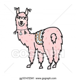 Vector Illustration - Hand drawn peru animal, alpaca, vicuna. Stock ...