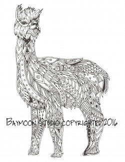 Alpaca Zentangle para colorear página páginas por BAYMOONSTUDIO ...