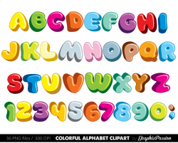 Fluffy Alphabet clipart color alphabet Digital alphabet