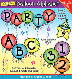 Balloon alphabet clip art by DJ Inkers - DJ Inkers