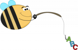Funny Bee Alphabet Fishing Clip Art - Funny Bee Alphabet Fishing Image