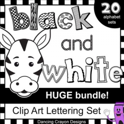 Alphabet Letters Clip Art - HUGE Black and White Alphabet Clipart BUNDLE