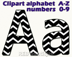 Black and White Chevron Clipart Alphabet Clip art alphabet