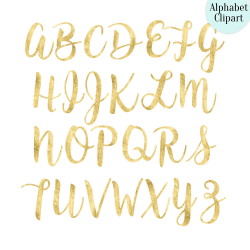 BUY 2 GET 1 FREE Gold texture foil alphabet clipart digital
