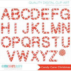 Alphabet Clipart - Christmas / Red Candy Cane ABC by MyClipArtStore