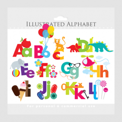 Alphabet Clipart - Illustrated Alphabet, Teaching Clip Art, For ...