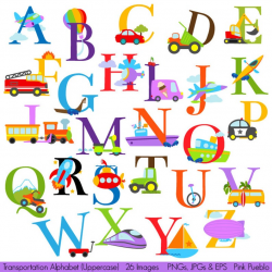 Transportation Alphabet Clipart Clip Art, Construction Alphabet, Uppercase  - Commercial and Personal Use
