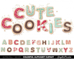 Cookies Alphabet Clip Art Graphic Letters Clipart ABC Digital ...