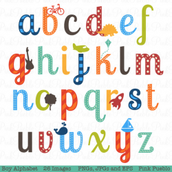 Boy Alphabet Clipart &, Vectors ~ Illustrations on Creative Market ...