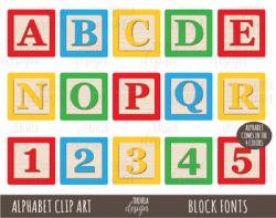 BLOCKS Alphabet Clipart, Alphabet Clip Art, BLOCK FONTS, CUBE LETTERS, KIDS  TOYS