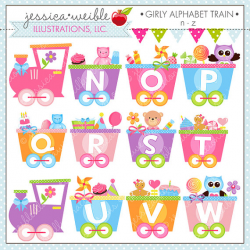 Girly Alphabet Train N-Z Cute Digital Clipart for Commercial or ...