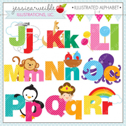 Illustrated Alphabet J R Cute Digital Clipart for Commercial