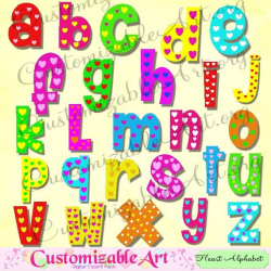 Alphabet Clipart Cute Digital Alphabet Clip Art Heart Colorful
