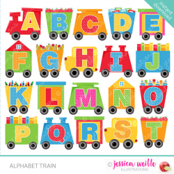 Alphabet Train Cute Digital Clipart for Commercial or Personal Use ...