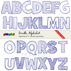 Doodle Alphabet A-Z - Letters- Digital Clip Art - Personal And ...