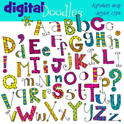 Alphabet Soup Digital Clip Art Brights