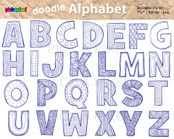 Doodle Alphabet A-Z - Digital Clip Art - Personal And Commercial Use ...