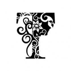Graphic Design of Flower Clipart - White Alphabet M with Black ...
