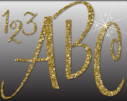 GLITTER GOLD ALPHABET Digital ClipArt: Letters Numbers