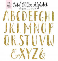 Alphabet Clip Art, Gold Glitter Letters cliparts, Hand Painted ...
