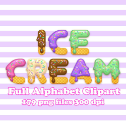 Ice Cream - Alphabet Clipart - 179 png files 300 dpi - 5 colores - 5 ...