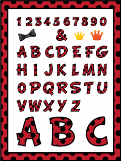 Ladybug Letters and Numbers Digital Clip Art with Black Outine and ...