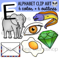 Letter E Clip Art Alphabet / Beginning Sound E by Blue Bees Workshop