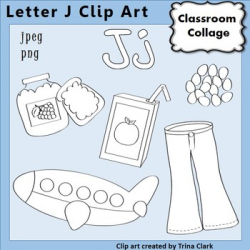 Alphabet Clip Art Letter J Line Drawings - Items start with J {B&W ...