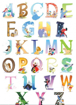 Disney Alphabet Chart for the Nursery, Wall Decor, ABC, Bedroom ...