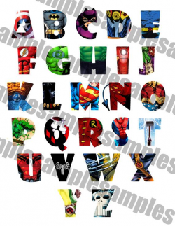 SUPERHERO Alphabet Clipart Printable, Font, Alphabet Letters ...