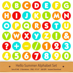 Summer Digital Alphabet Printable Summer Clipart Summer Clip Art ...