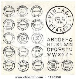 Clipart of Vintage Postmark Stamps and Letters - Royalty Free Vector ...