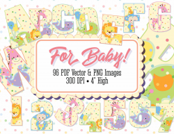 Alphabet Clip Art, Digital Stamp, For Baby! Nursery Decor, Baby ...