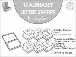 Alphabet letter stamps clip art - Black & white set