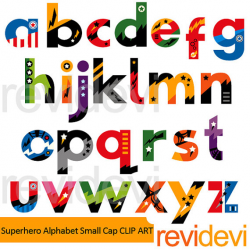Superhero clipart - Superhero alphabet small caps clip art - letters ...