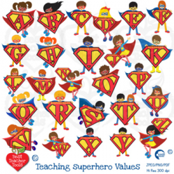 Superhero letters Clipart, superhero alphabets and values! Teach ...