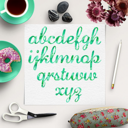 Watercolor Alphabet Clipart, Green Font, Watercolour Texture Letters ...